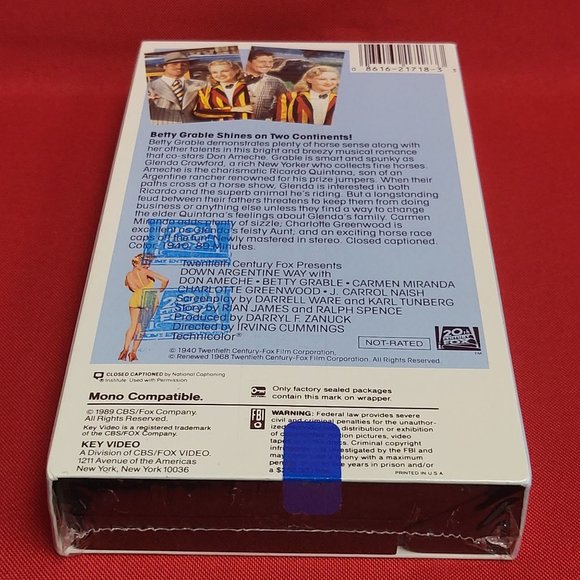 Down Argentine Away Betty Grable in Technicolor VHS 1989 New Sealed - Picture 4 of 8